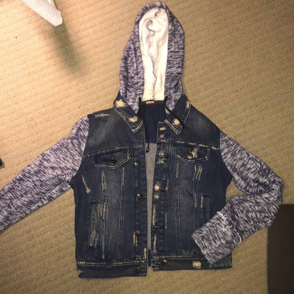 Free People hoodie lined jean jacket